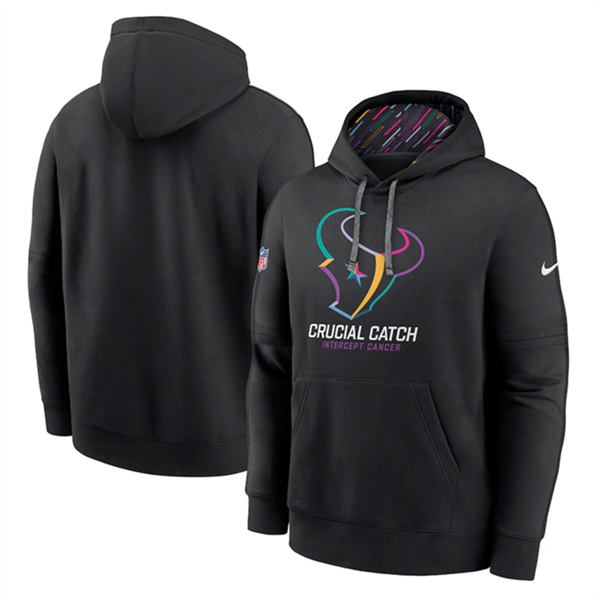 Men's Black Houston Texans 2024 Crucial Catch Club Pullover Hoodie